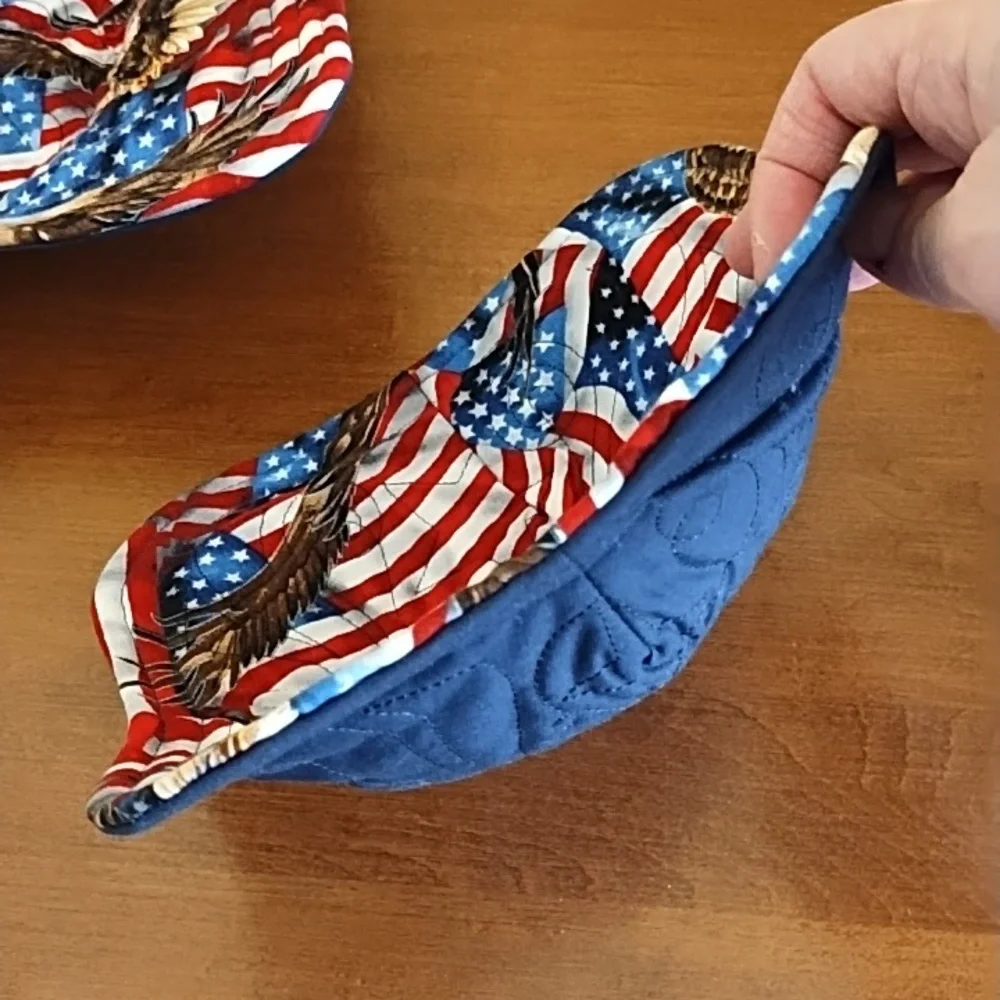 USA Bowl Cozies Large Medium Small Flags Eagles Quilted Gift Red White Blue